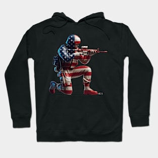 American Military Soldier and USA Flag by focusln Hoodie